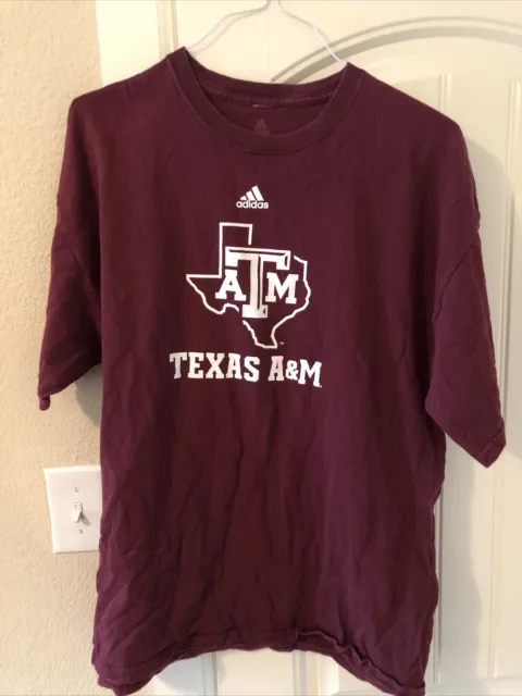 Texas AM Aggies T-Shirt Mens XL Maroon Short Sleeve Crew Neck Adidas NCAA