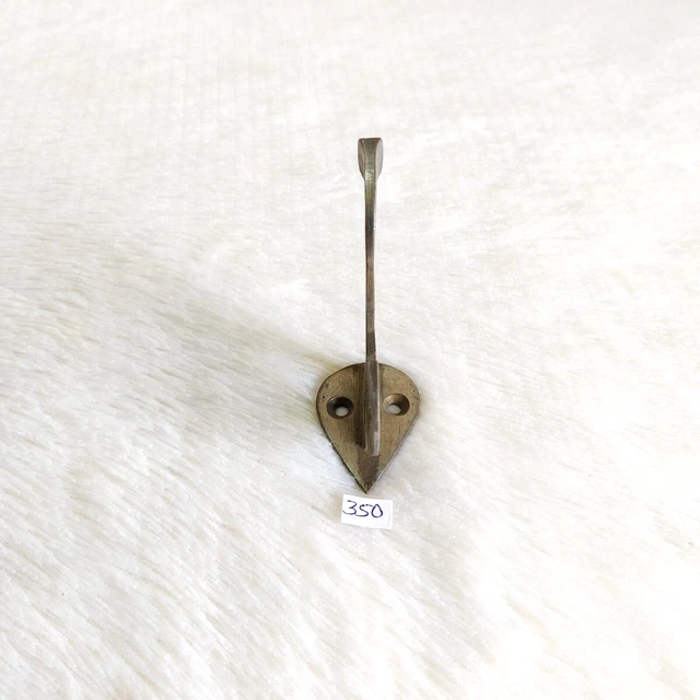 1920s Vintage Brass Wall Hook Hanger Rich Patina Decorative Collectible Rare 350