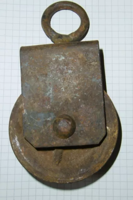 dachbodenfund metall rad kleine umlenkrolle seil alt guss eisen top deko 7cm dm