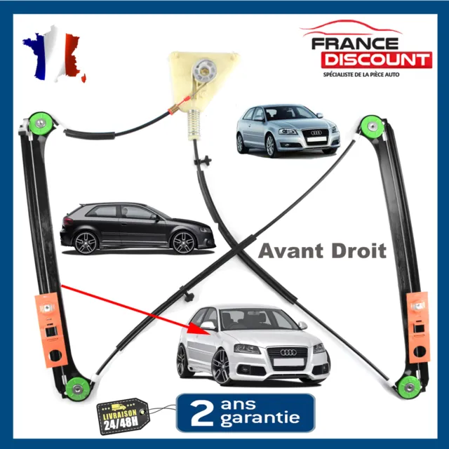 Mecanisme Leve Vitre Electrique Avant Droit pour AUDI A3 S3 8P (3P) = 8P3837462