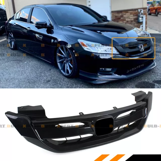 For 2013-2015 9Th Gen Honda Accord 4 Door Black Jdm Front Bumper Grille Grill