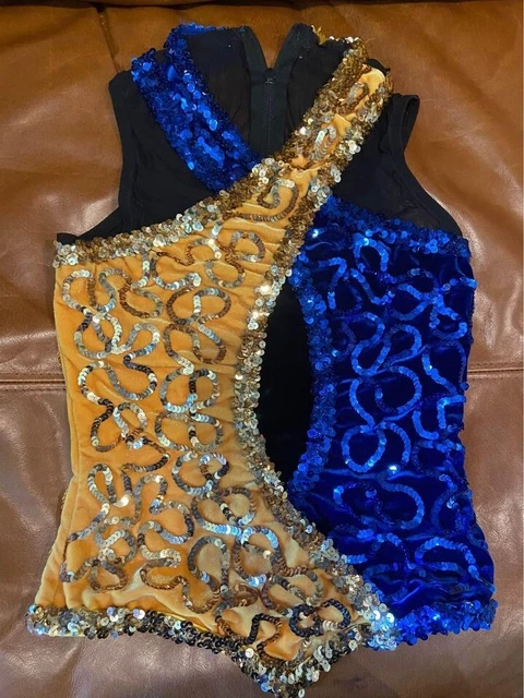 11 Blue and Gold Sequin Women's Mesh Dance Tops from Algy Team