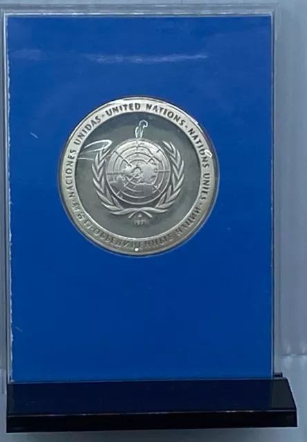 1971 US USA Franklin Mint United Nations PEACE Old Proof Silver Medal i115296 2