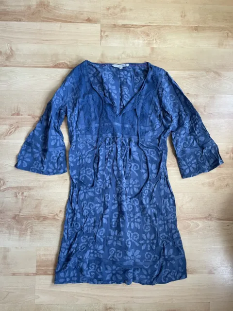 Blue Cotton Fatface Tunic Dress Uk Size 10,  3/4 Sleeve