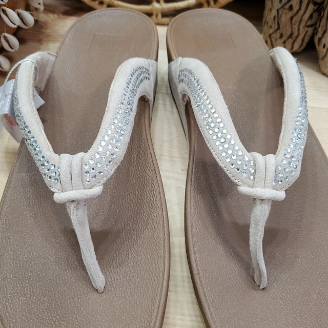 Fitflop Crystal Swirl Flip-Flop Sandals Suede Rhinestones Comfort Women's Sz 11 3