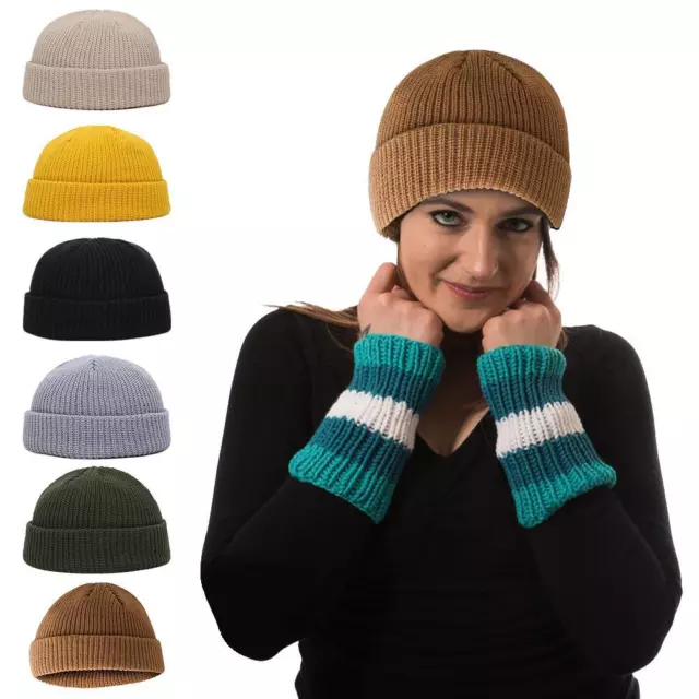 Men Women Fisherman Beanie Hat Winter Soft Woolen Knitted Skull Cap