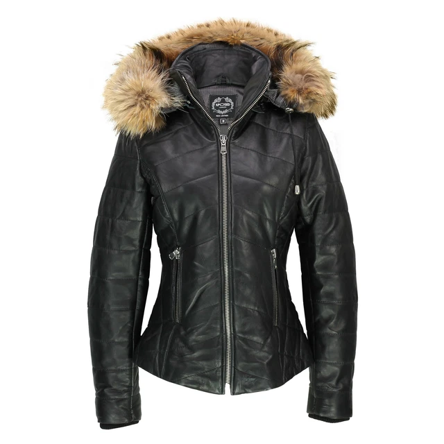 Veste En Cuir Véritable Style Motard Pour Femme - Noir/Brun - Slim Fit - Neuf Avec Étiquettes