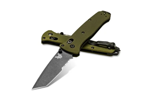 BENCHMADE Bailout 537SGY-1 Knife Serrated CPM-M4 Carbon Steel & Green Aluminum