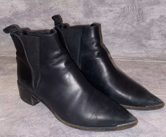 Acne Studios Jensen Black Leather Chelsea Ankle Boots Booties 6.5US 37EU Italy