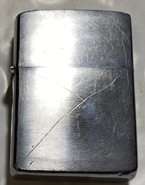 Vintage 1961 Zippo Lighter Brushed Chrome Has Pipe Insert - Very Good