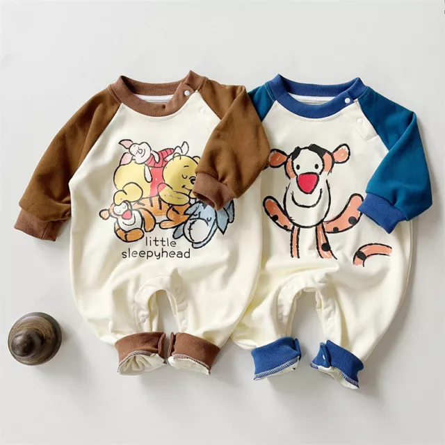 Outfit Neonato Bambino Carino Ragazzi Maniche Lunghe Orso/Tigre Babygrow 0-18M