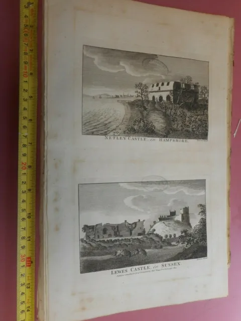 100% Original Engraving C1786 Netley Castle  Lewes Castle Sussex By Hogg Vgc