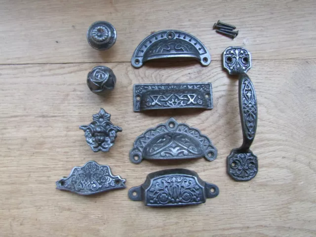 CAST IRON Kitchen cabinet cupboard drawer knob pull handles rustic vintage retro