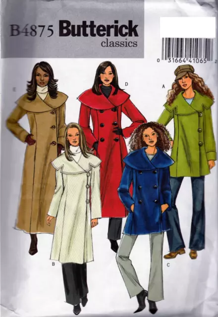 🧵👗✂4875 Patron Butterick Creations Veste Et Manteau Grand Col Pop  36 Au 50