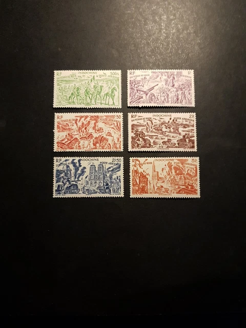 Timbre France Colonie Indochine Poste Aérienne Pa N°40/45 Neuf * Mh 1946