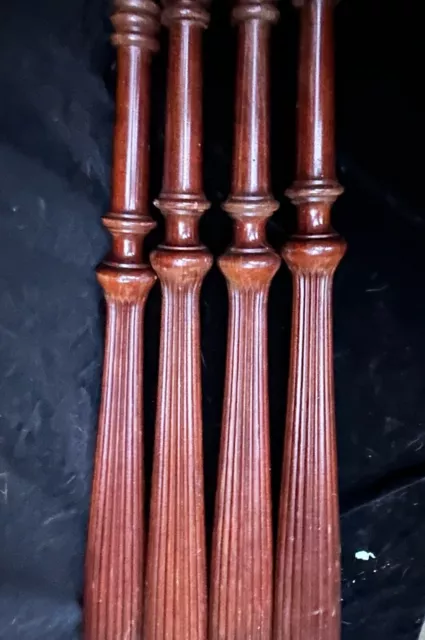 4 Fluted Turned Wood Bed Post Pillars Columns Salvage parts Repair Repurpose 34"