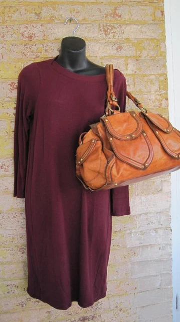 Sondra Roberts Brown Leather Retro Duffel Weekender Satchel Tote Shoulder Bag 21