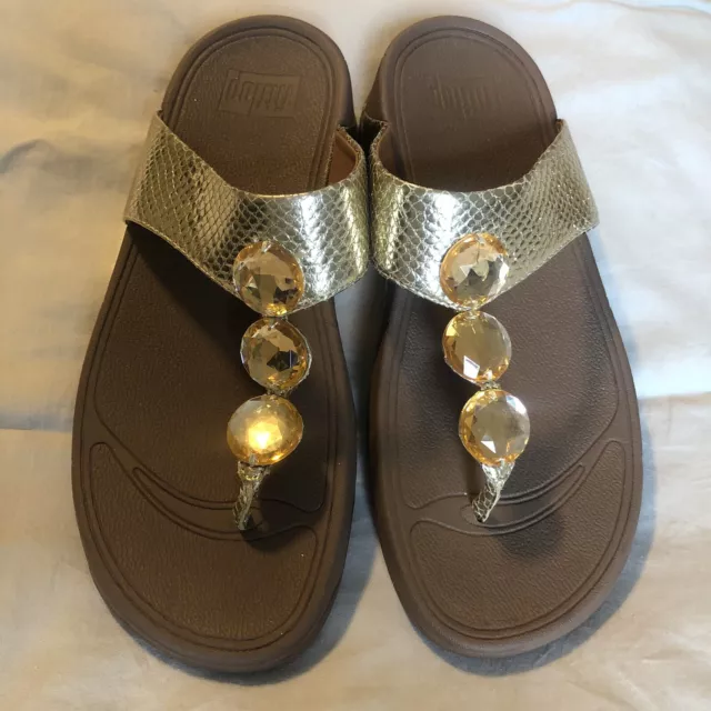 FitFlop FIT FLOP Women's Petra Sandals Shoes Jewels Gold size 8
