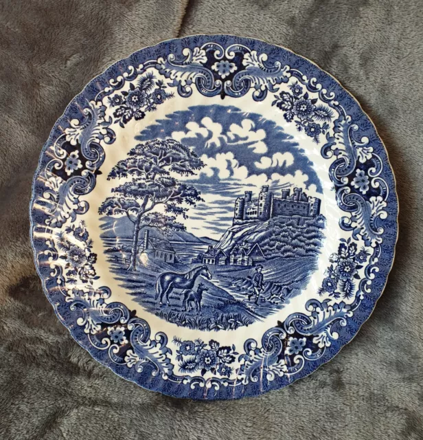 Vintage British Anchor Blue & White Ironstone Dinner Plate Olde Country Castles