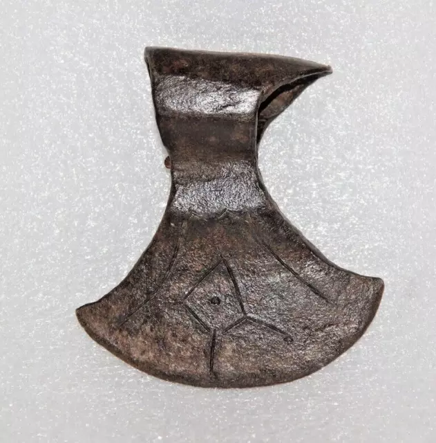 1850's Antik Handgeschmiedet Solid Eisen Axtkopf Schön Form Original 14257