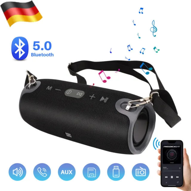 40 W Tragbarer Wireless Bluetooth Lautsprecher Stereo Bass laut USB AUX Kabel FM