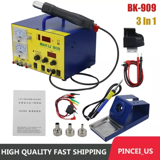 BK-909 3 In 1 Hot Air Gun Soldering Desoldering Station For Cellphone Repair pe6