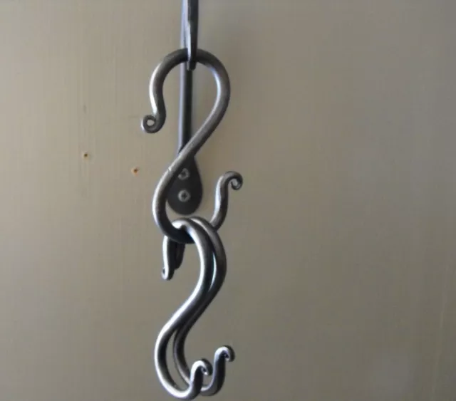 Colonial Blacksmith Forged S Hooks 4" long set of 3.
