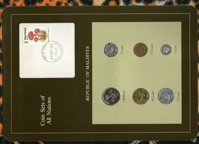 Coin Sets of All Nations Maldives UNC 25 Laari,1 Rufiyaa 1990 1,5,10,50 Laari 84
