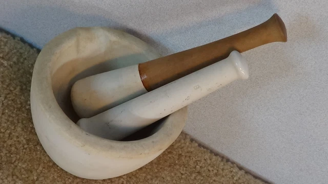 *OLD* Apothecary Thomas Maddock & Sons Mortar & Pestle Stoneware Acid Proof