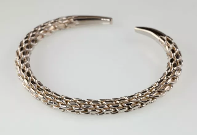 Argent Sterling 6mm Large Tressé Chaîne Manchette Bracelet 18.4cm