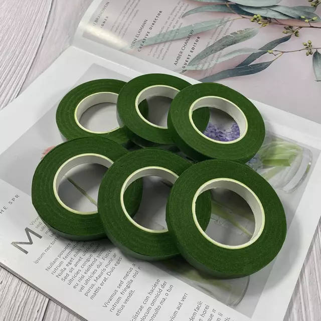 6Rolls Dark Green Floral Tapes for Bouquet Stem Wrap Florist Craft Projects