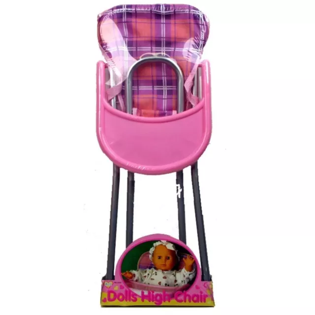 Girls Pink Baby Feeding Doll High Folding Chair Resting Kids Mummy Toy Xmas Gift