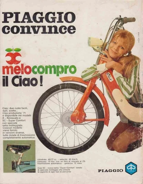 Pubblicita' Advertising-Moto Piaggio Ciao Boxer Bravo '74