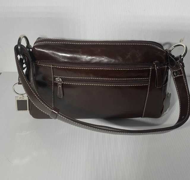 Giani Bernini Brown Leather Handbag Purse Satchel Convertible Strap Giani Bernini Brown Leather Handbag Purse Satchel Convertible Strap
