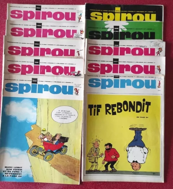 LOT DE 10 ANCIENS FASCICULES SPIROU ANNÉE 1968/69 no 1560 à 1570 SANS MINI  RÉC