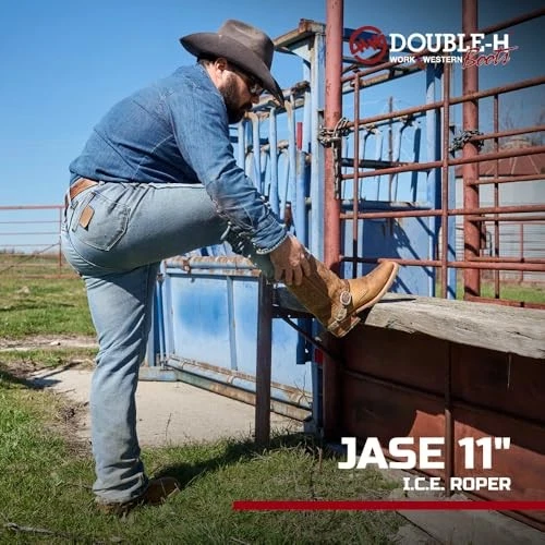 DOUBLE-H 11& JASE Square Toe Western Boots for Men - Texon Insole, - 9. ...