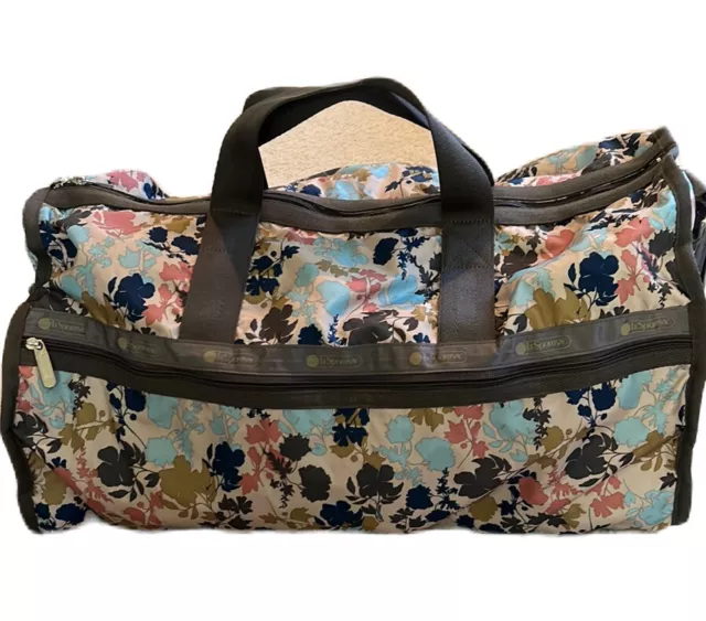 Lesportsac Floral Classic Deluxe Crossbody Travel Overnight Duffel Bag