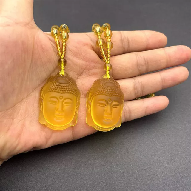 Ciondolo Amitabha Collana Amuleto Fortunato Unica Alta Qualità Con Testa di Buddha Frostata