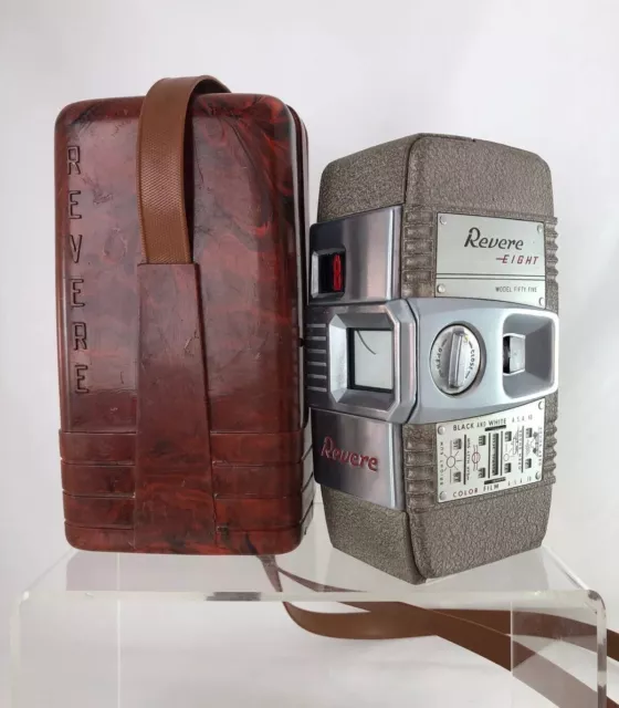 Vintage Revere Eight 8 Model 55 8mm Movie Camera w/ Catalin Bakelite Case -Works