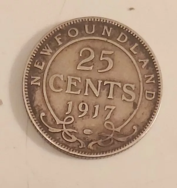 Rare Cdn "1917C Newfoundland 25 Cents  Silver (.925)"