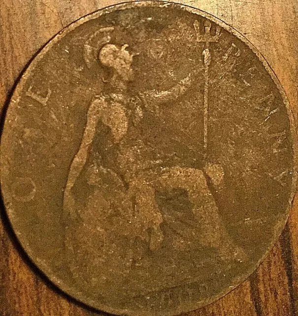 1908 Uk Gb Great Britain One Penny