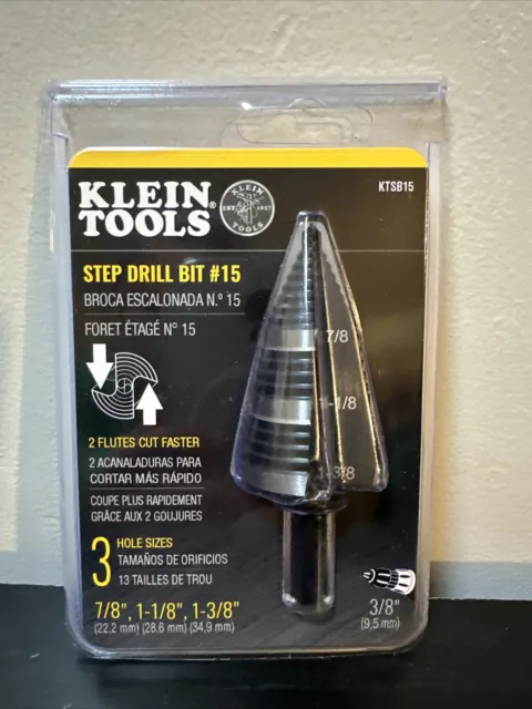Klein Tools KTSB15 Step Drill Bit #15   7/8", 1-1/8", 1-3/8"  #1150