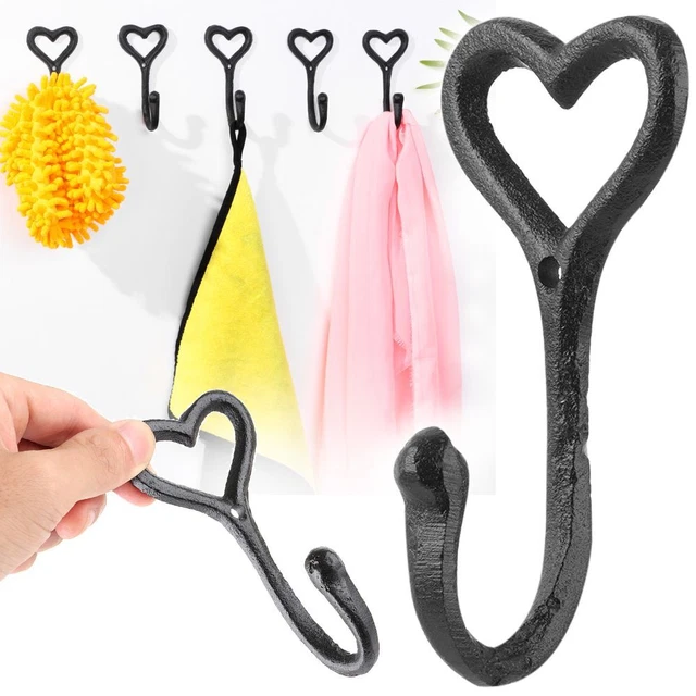 Key Holder Wall Mounted Love Heart Hook Black Cast Iron Coat Hat Hanger