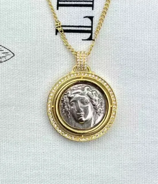 Tessaglia Dracma Ninfa Larissa collana e pendente revival moneta in metallo