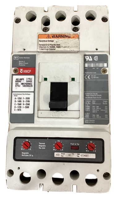 Westinghouse Hmcp400W5C 600Vac 400A 3 Pole Circuit Breaker