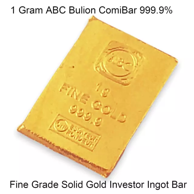 1 Gram 999.9 Fine Solid Gold CombiBar ABC Minted Bullion Certified Ingot Bar