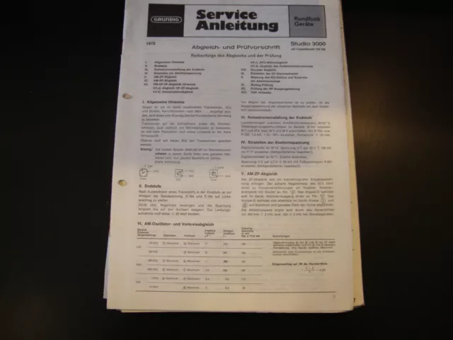 Original Service Manual  Grundig  Studio 3000