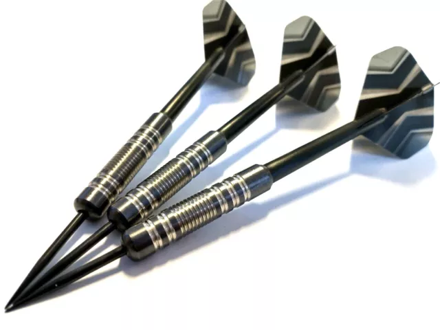 24g BLACK Titanium coated Tungsten Darts barrels shafts Pentathlon HD150 flights