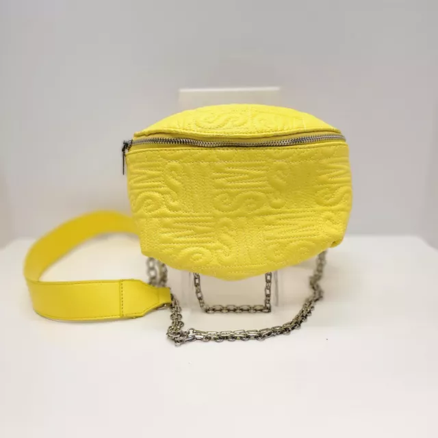 Steve Madden Convertible Chrome Patent Belt Bag Crossbody - Yellow
