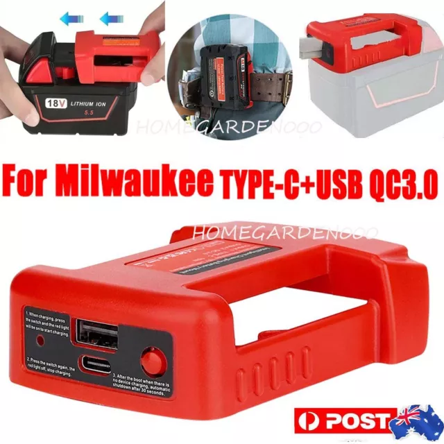1/2-Pack Portable Power Source USB Charger Adapter For Milwaukee M18 18V Battery